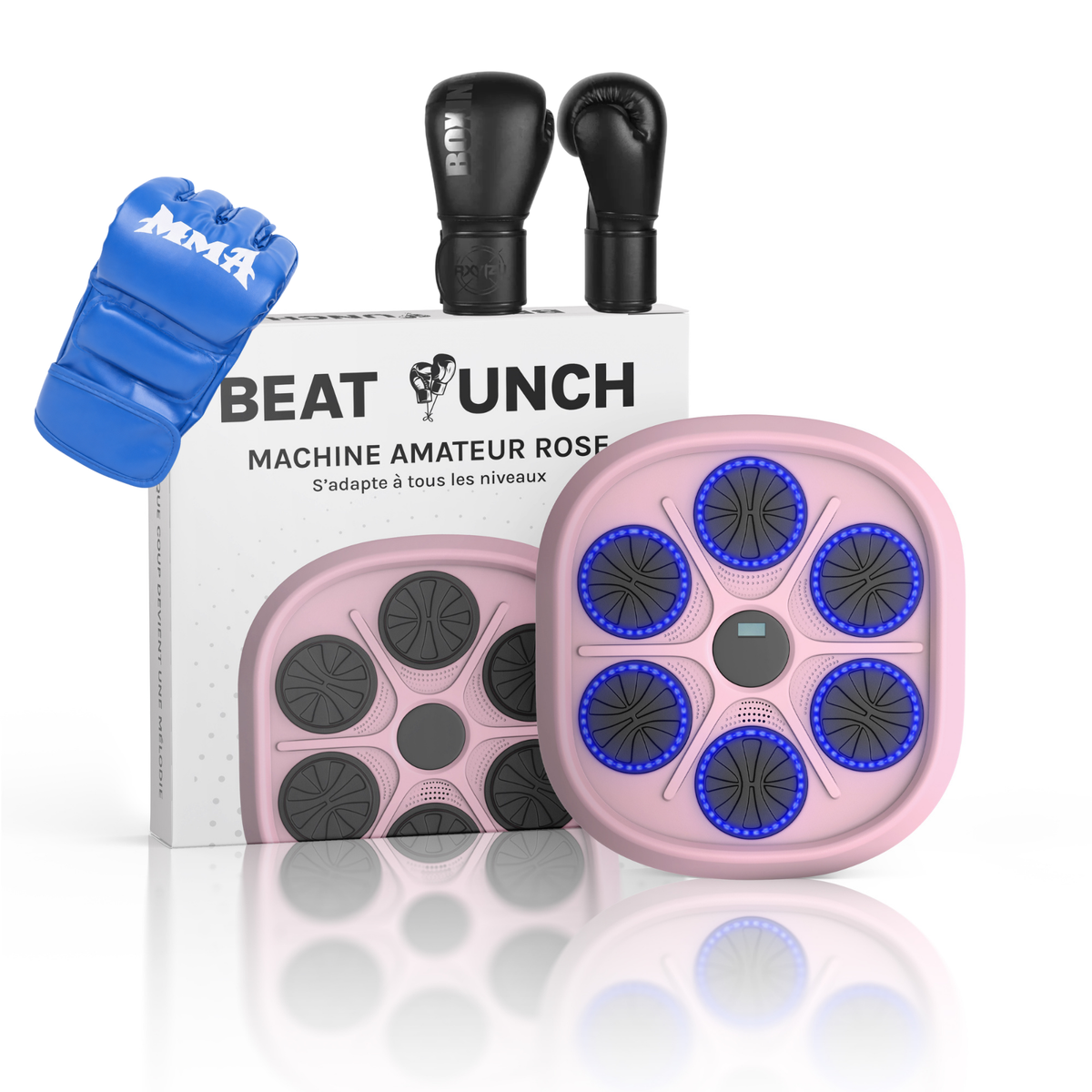 1x Macchina Amateur Rosa + 1 Paio di Guantoni MMA (Blu) + 1 Paio di Guantoni Classici (8oz)