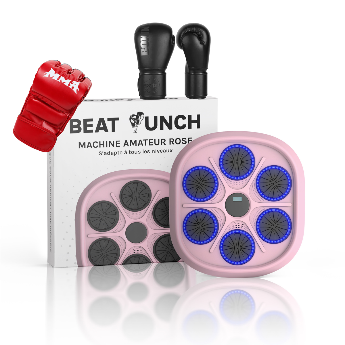 1x Macchina Amateur Rosa + 1 Paio di Guantoni MMA (Rosso) + 1 Paio di Guantoni Classici (8oz)